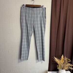 A New Day Size 6 Black White Plaid Pants Side Zip Elastic Waist